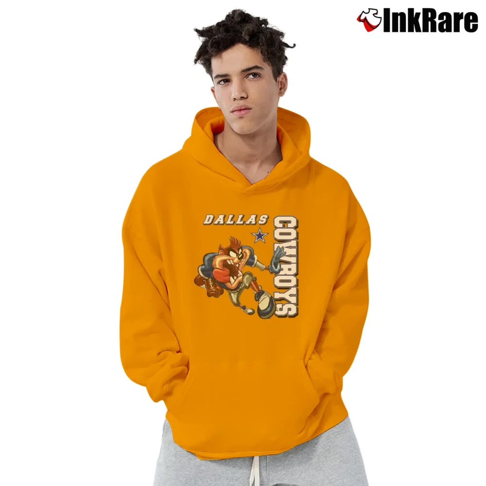 Men’s 1997 Dallas Cowboys Taz Looney Tunes NFL Pullover Hoodie in orange | Cozy, Durable, Modern Fit