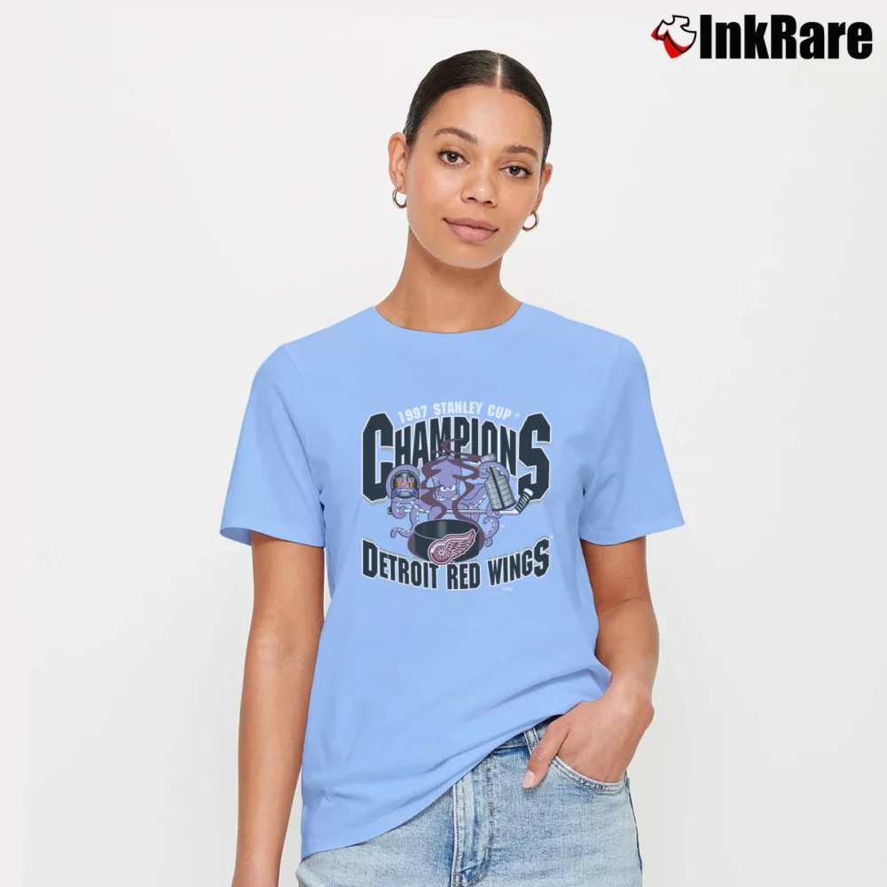Women’s 1997 Detroit Red Wings Stanley Cubs Champions Signature T-Shirt in light blue | Soft, Flattering Fit