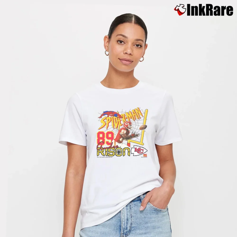 Women’s 1997 Kansas City Chiefs Spider Man Marvel Signature T-Shirt in white | Soft, Flattering Fit
