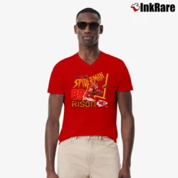 Men’s 1997 Kansas City Chiefs Spider Man Marvel V-Neck Tee in red | Sharp, Breathable, Everyday Staple