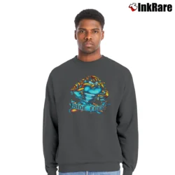 Men’s 1997 Looney Tunes Taz Ride Free Retro Print Crewneck Sweatshirt in charcoal | Cozy Fabric, Clean Style