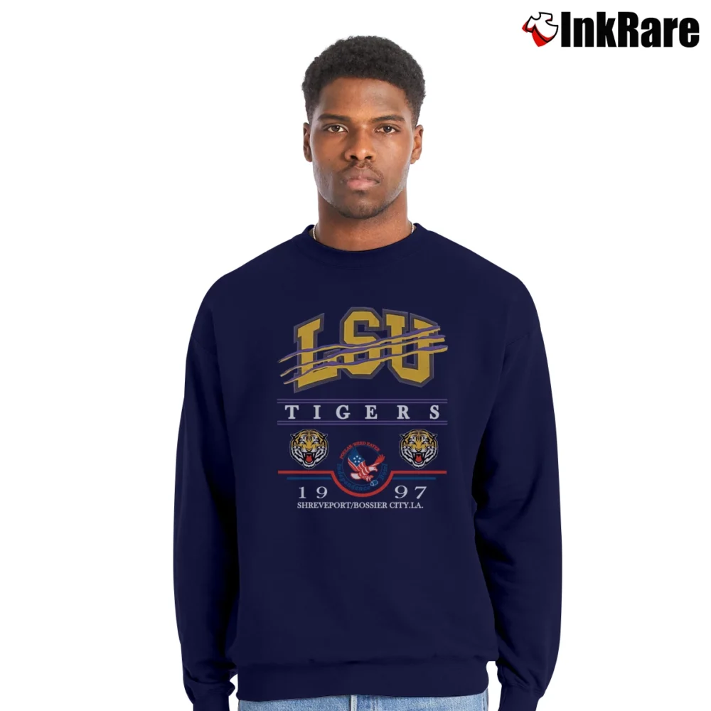 Men’s 1997 LSU Tigers Independence Bowl Crewneck Sweatshirt in navy | Cozy Fabric, Clean Style