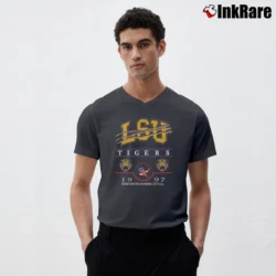 Men’s 1997 LSU Tigers Independence Bowl V-Neck Tee in charcoal | Sharp, Breathable, Everyday Staple