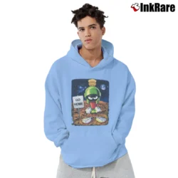Men’s 1997 Marvin The Martian Go Home Looney Tunes Pullover Hoodie in light blue | Cozy, Durable, Modern Fit