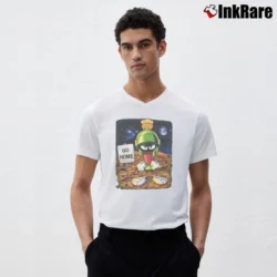 Men’s 1997 Marvin The Martian Go Home Looney Tunes V-Neck Tee in white | Sharp, Breathable, Everyday Staple