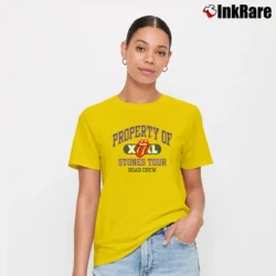 Women’s 1997 Rolling Stones Property Of X Stones Tour Road Crew Signature T-Shirt in yellow | Soft, Flattering Fit