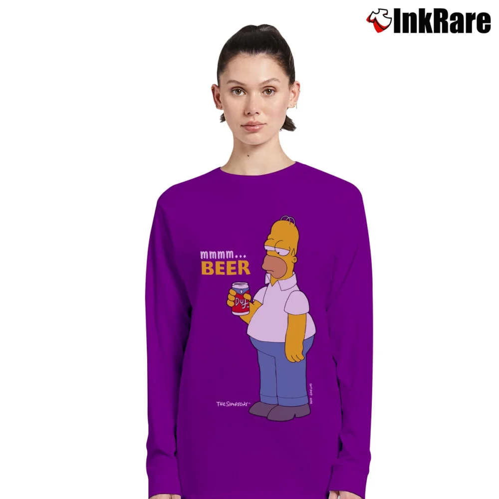 Women’s 1997 Simpsons Homer Duff Beer Long-Sleeve Top in purple | Sleek, Versatile, All-Season