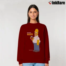 Women’s 1997 Simpsons Homer Duff Beer Relaxed Sweatshirt in maroon | Soft, Laid-Back Vibe