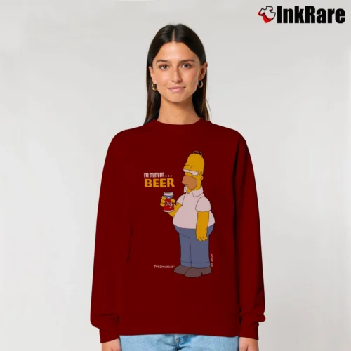 1997 Simpsons Homer Duff Beer Women’s Relaxed Sweatshirt in maroon – Cozy Casual Women’s 1997 Simpsons Homer Duff Beer Relaxed Sweatshirt in maroon | Soft, Laid-Back Vibe