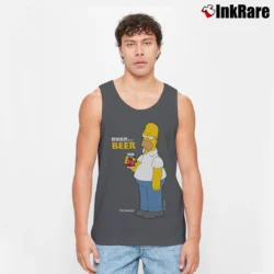 Men’s 1997 Simpsons Homer Duff Beer Tank Top in charcoal | Breathable, Active-Friendly Design