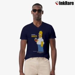 Men’s 1997 Simpsons Homer Duff Beer V-Neck Tee in navy | Sharp, Breathable, Everyday Staple
