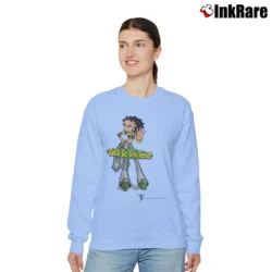 Women’s 1998 Betty Boop Talk To The Hand Graphic Relaxed Sweatshirt in light blue | Soft, Laid-Back Vibe