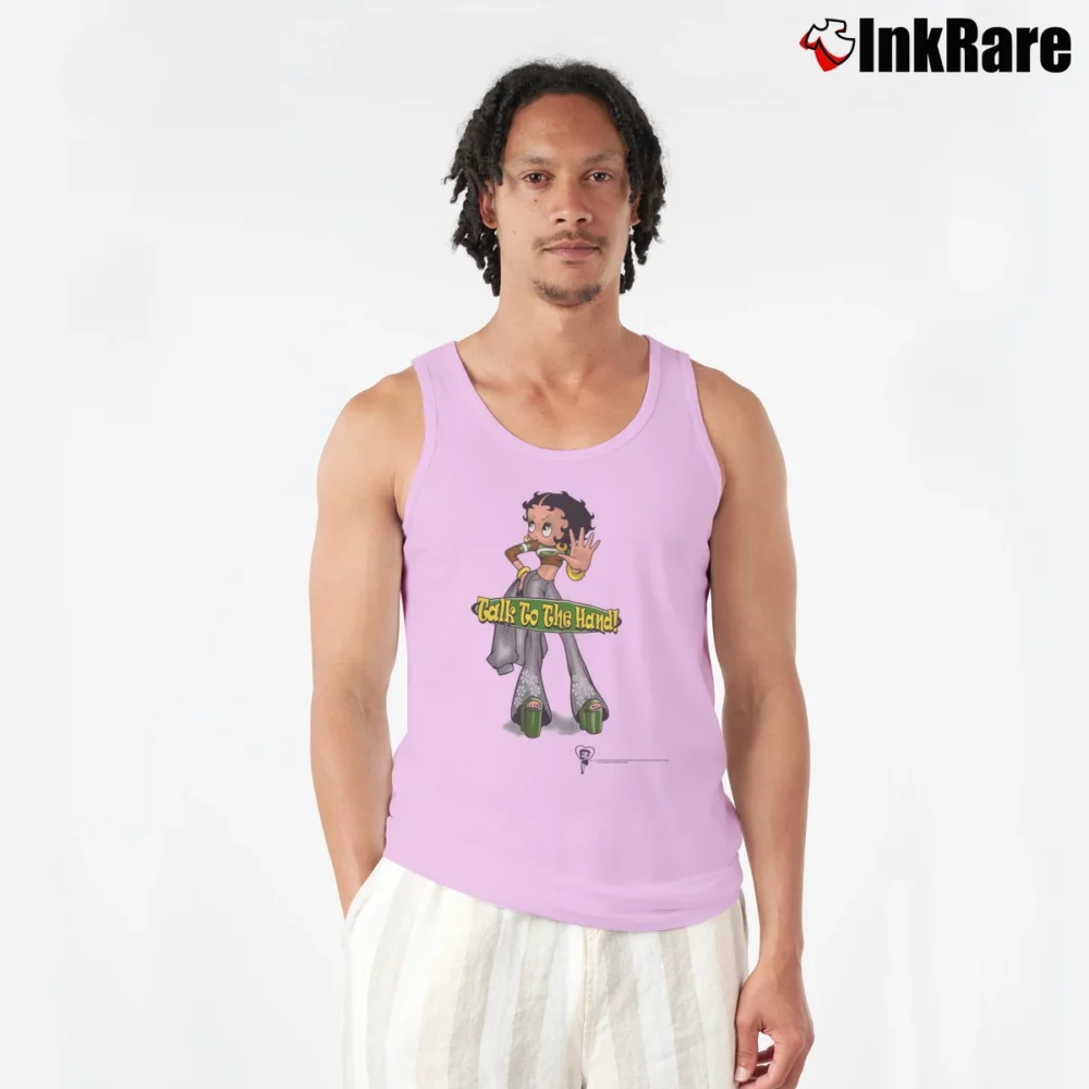 Men’s 1998 Betty Boop Talk To The Hand Graphic Tank Top in light pink | Breathable, Active-Friendly Design