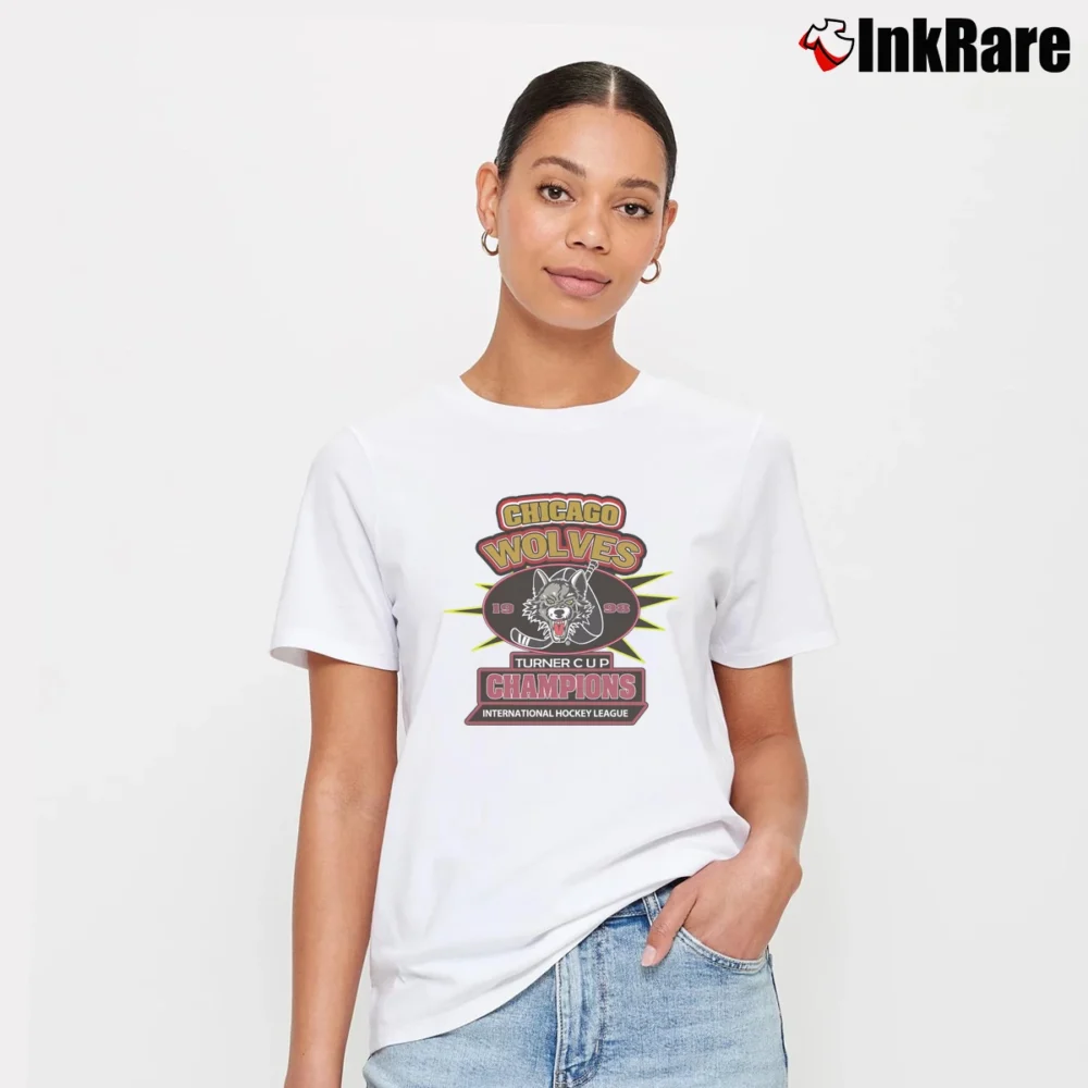 Women’s 1998 Chicago Wolves Hockey Turner Cup Signature T-Shirt in white | Soft, Flattering Fit