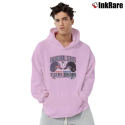 Men’s 1998 Detroit Tigers Vs Tampa Bay Devil Rays Pullover Hoodie in light pink | Cozy, Durable, Modern Fit