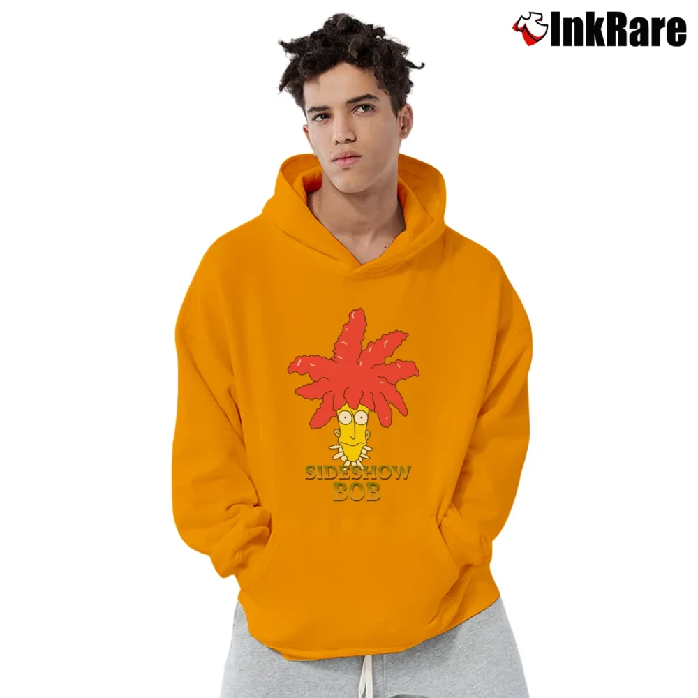 Men’s 1998 Sideshow Bob Fan Favorite Simpsons Promo 90s Cartoon Pullover Hoodie in orange | Cozy, Durable, Modern Fit