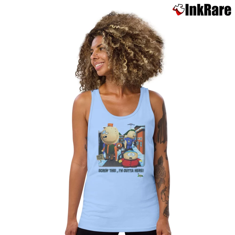 Women’s 1998 Southpark 90s Animation Simpsons Family Guy Tank Top in light blue | Lightweight, Movement-Friendly