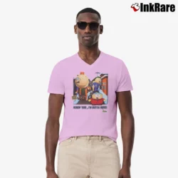 Men’s 1998 Southpark 90s Animation Simpsons Family Guy V-Neck Tee in light pink | Sharp, Breathable, Everyday Staple
