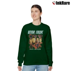 Women’s 1998 Star Trek Four Captains Graphic Relaxed Sweatshirt in forest green | Soft, Laid-Back Vibe