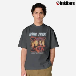 Men’s 1998 Star Trek Four Captains Graphic Classic T-Shirt in charcoal | Soft, Breathable Everyday Wear
