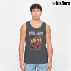Men’s 1998 Star Trek Four Captains Graphic Tank Top in charcoal | Breathable, Active-Friendly Design