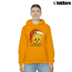 Women’s 1998 Tweety Bird Santa Claus Looney Tunes Christmas Cozy Hoodie in orange | Warm, Structured, Stylish