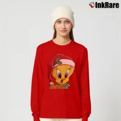 Women’s 1998 Tweety Bird Santa Claus Looney Tunes Christmas Long-Sleeve Top in red | Sleek, Versatile, All-Season