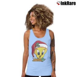 Women’s 1998 Tweety Bird Santa Claus Looney Tunes Christmas Tank Top in light blue | Lightweight, Movement-Friendly