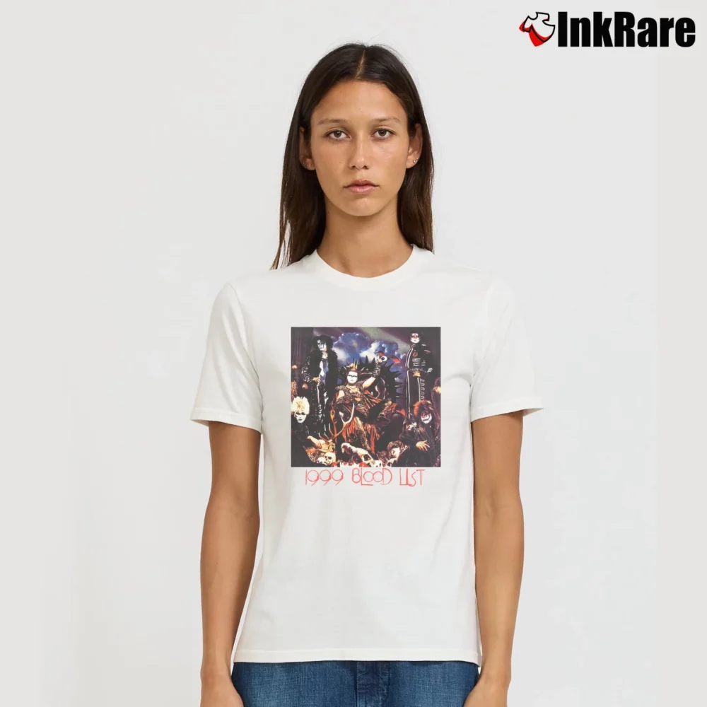 Women’s 1999 Blood List Genso Gokuaku Seikima - 11 Anime Signature T-Shirt in white | Soft, Flattering Fit