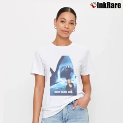 Women’s 1999 Deep Blue Sea Cult Sci - fi Horror Movie Signature T-Shirt in white | Soft, Flattering Fit