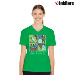 Women’s 1999 Fox Studios Australia V-Neck Tee in irish green | Chic Neckline, Soft Texture