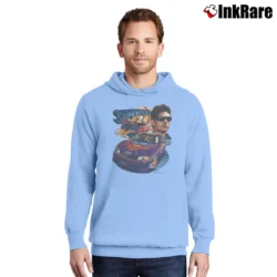 Men’s 1999 Jeff Gordon NASCAR x Superman Racing Pullover Hoodie in light blue | Cozy, Durable, Modern Fit