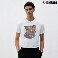 Men’s 1999 Jeff Gordon NASCAR x Superman Racing V-Neck Tee in white | Sharp, Breathable, Everyday Staple
