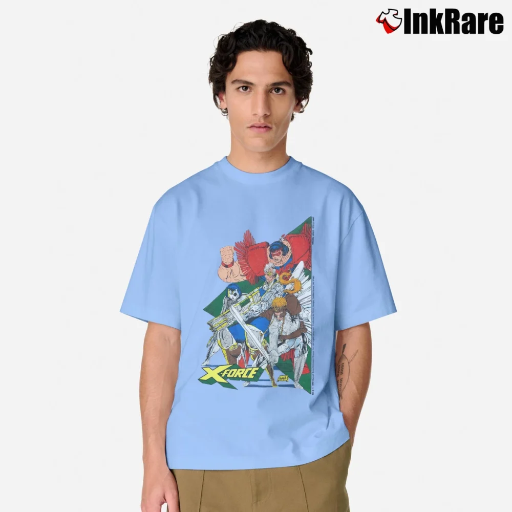 Men’s 1999 Marvel X Force Cable Comic Classic T-Shirt in light blue | Soft, Breathable Everyday Wear