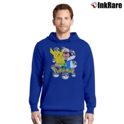 Men’s 1999 Pokemon Ash And Pikachu Vintage Pullover Hoodie in royal blue | Cozy, Durable, Modern Fit