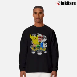 Men’s 1999 Pokemon Ash And Pikachu Vintage Long-Sleeve Shirt in black | Sleek, Lightweight, Year-Round Wear