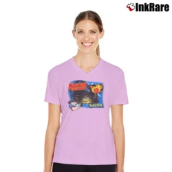 Women’s 1999 Pokemon Mewtwo Strikes Back The First Movie V-Neck Tee in light pink | Chic Neckline, Soft Texture