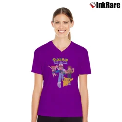 Women’s 1999 Pokemon Nintendo Classic V-Neck Tee in purple | Chic Neckline, Soft Texture