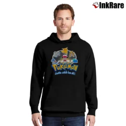 Men’s 1999 Pokemon Pikachu Squirtle Sandshrew Bulbasaur Fanatic Pullover Hoodie in black | Cozy, Durable, Modern Fit