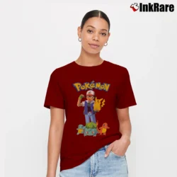 Women’s 1999 Pokemon Vintage Graphic Signature T-Shirt in maroon | Soft, Flattering Fit
