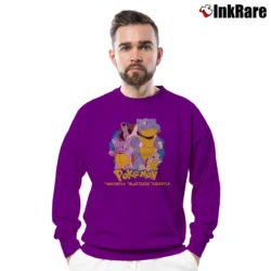 Men’s 1999 Pokemon Wartortle Blastoise Squirtle Crewneck Sweatshirt in purple | Cozy Fabric, Clean Style