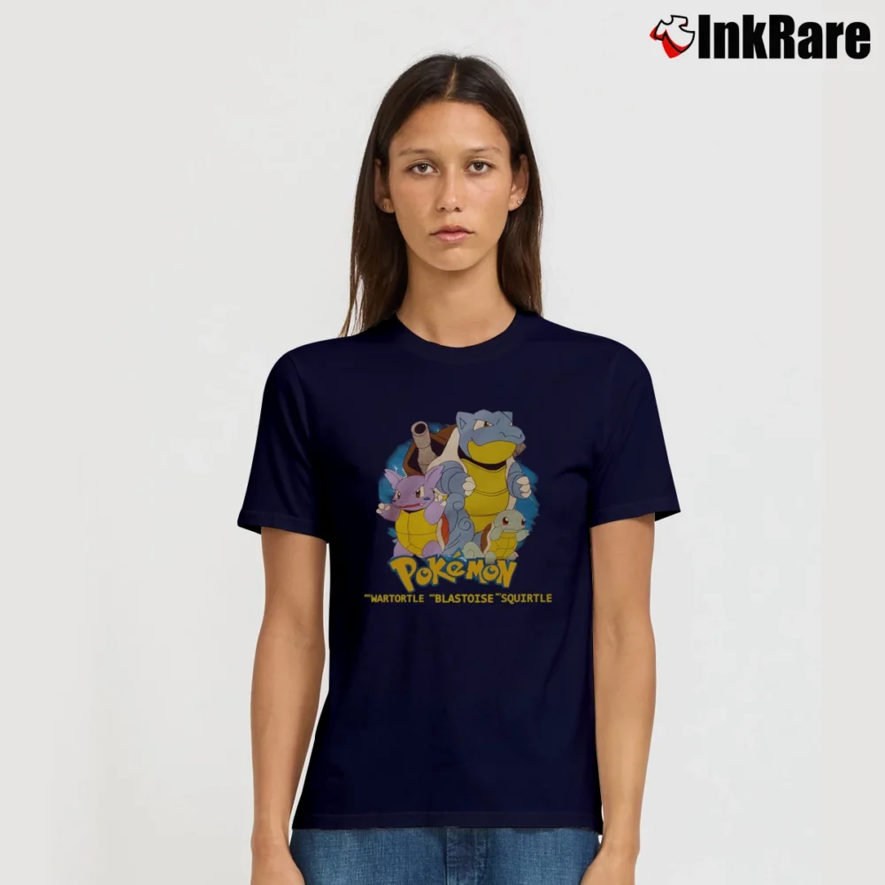Women’s 1999 Pokemon Wartortle Blastoise Squirtle Signature T-Shirt in navy | Soft, Flattering Fit