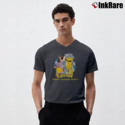Men’s 1999 Pokemon Wartortle Blastoise Squirtle V-Neck Tee in charcoal | Sharp, Breathable, Everyday Staple