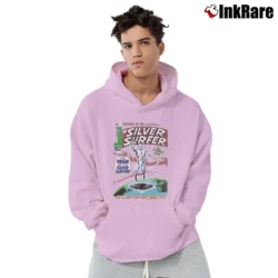 Men’s 1999 Silver Surfer Marvel Origin Universal Studios Pullover Hoodie in light pink | Cozy, Durable, Modern Fit