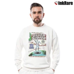 Men’s 1999 Silver Surfer Marvel Origin Universal Studios Crewneck Sweatshirt in white | Cozy Fabric, Clean Style