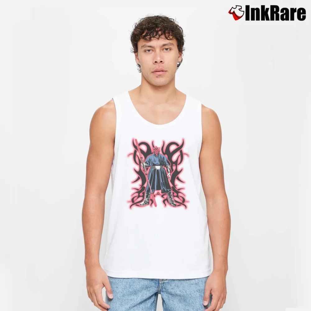 Men’s 1999 Star Wars Darth Maul 90s Vintage Tank Top in white | Breathable, Active-Friendly Design