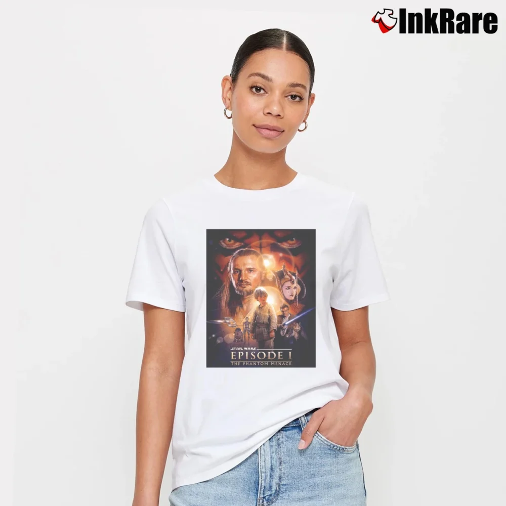 Women’s 1999 Star Wars Episode 1 Phantom Menace Promo Signature T-Shirt in white | Soft, Flattering Fit