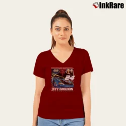 Women’s 1999 Star Wars Jeff Gordon NASCAR Graphic V-Neck Tee in maroon | Chic Neckline, Soft Texture