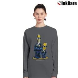 Women’s 1999 The Simpsons Homer Bart Cartoon Character Long-Sleeve Top in charcoal | Sleek, Versatile, All-Season