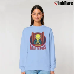 Women’s 1999 The Simpsons Mr. Burns Release the Hounds Relaxed Sweatshirt in light blue | Soft, Laid-Back Vibe